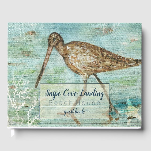 Snipe Shorebird Painting Beach House Guest Bok (Framsida)