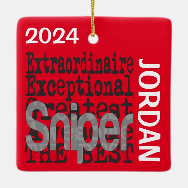 Sniper Extraordinaire-ANPASSNINGSBAR Julgransprydnad Keramik (Baksida)