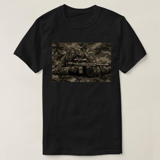 Sniper Ghillie-dräkt Kamouflage T Shirt (Design framsida)