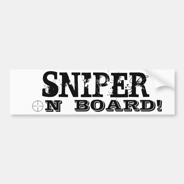 SNIPER OMBORD! Funny Bumper Sticker Bildekal (Framsidan)