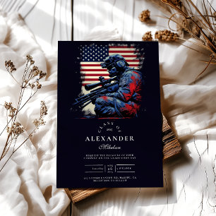 Sniper Soldier American Flagga Studenten Inbjudningar