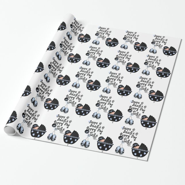 Snips och Snails Pojke Baby Shower Presentpapper (Utrullad)