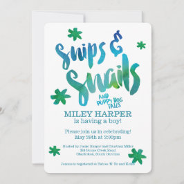 Snips och Snigel Watercolor Baby Shower Inbjudningar