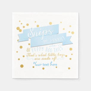 Snips & Snigel Boys Blue & Guld Baby Shower Napkin Pappersservett