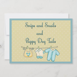 Snips Snigel Puppy Hund Svan Baby Shower by Mail Inbjudningar