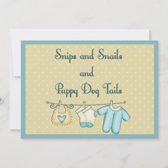 Snips Snigel Puppy Hund Svan Baby Shower by Mail Inbjudningar (Framsida)