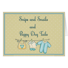 Snips Snigel Puppy Hund Svan Baby Shower Hälsningskort