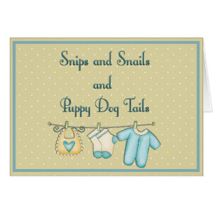 Snips Snigel Puppy Hund Svan Baby Shower Hälsningskort