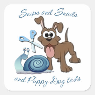 SNIPS SNIGEL & PUPPY HUND SVAN ... FYRKANTIGT KLISTERMÄRKE
