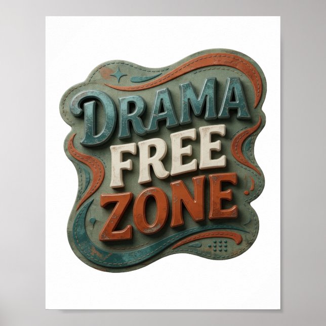 Snittblå DRAMAFRI ZON Poster (Framsidan)