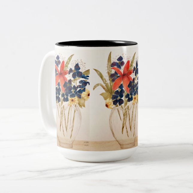Snittblommornas vas Två-Tonad mugg (Framsida vänster)