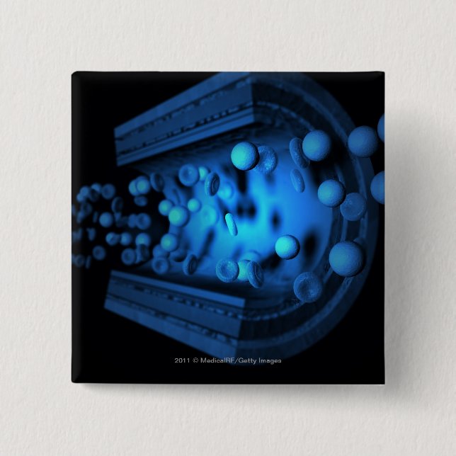 Snittet beskådar av blodceller i en artär knapp (Framsida)