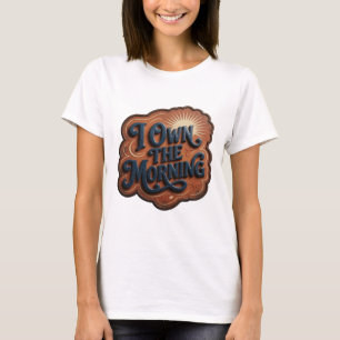 Snittig blå "JAG ÄGER MORGONEN"-T-shirt med statem T Shirt
