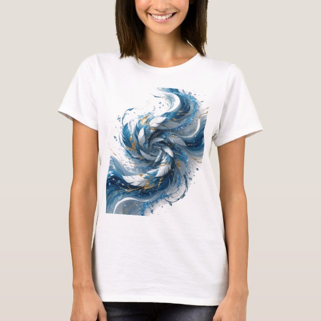 Snittig silver ABSTRAKT KONST Abstrakt design T Shirt (Framsida)