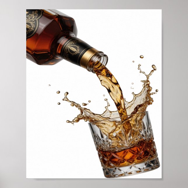 Snittig silver WHISKY HÄLLS I GLAS Poster (Framsidan)
