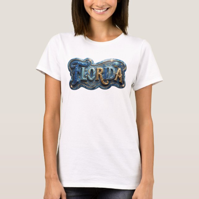 Snittyg Guld FLORIDA Slogan T-shirt (Framsida)