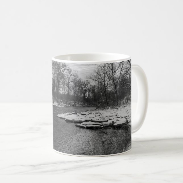 Snö Along James River Grayscale Coffee Mugg (Framsida höger)