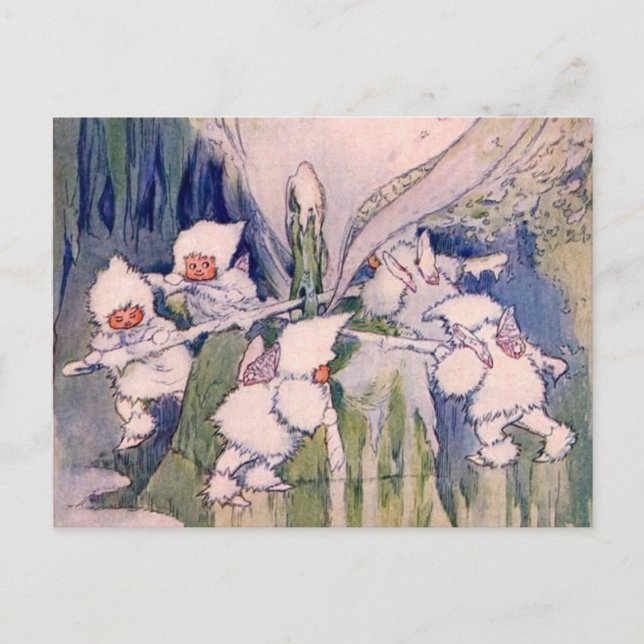 Snö Älvor Skapar Snö Vykort (Framsida)