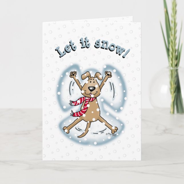 Snö Angel Hund Roligt Cute jul Helgdag Funny Kort (Framsida)