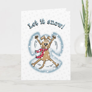Snö Angel Hund Roligt Cute jul Helgdag Funny Kort