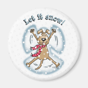 Snö Angel Hund Roligt Cute jul Helgdag Funny Magnet