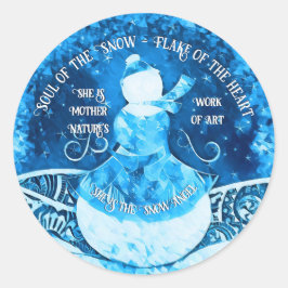 Snö Angel Sticker Runt Klistermärke