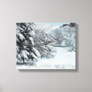Snö av Gustave Courbet Gräs Träd i Snö Canvastryck