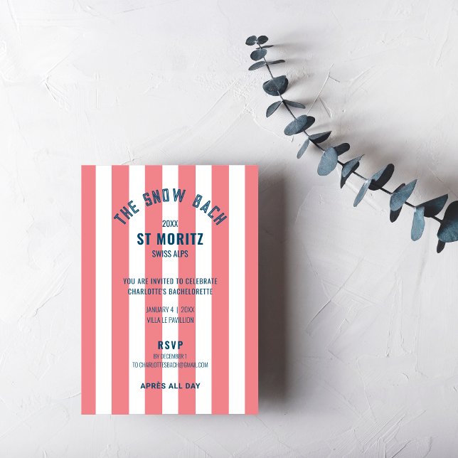 Snö Bach Rosa Rand Bachelorette Party Inbjudningar (Skapare uppladdad)