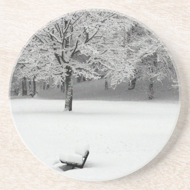 Snö-bänk och träd underlägg (Framsidan)