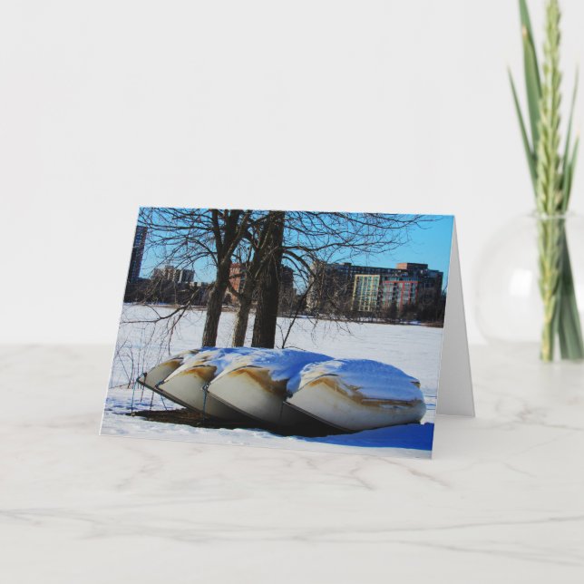 "Snö Båtar" Julkort Kort (Framsida)