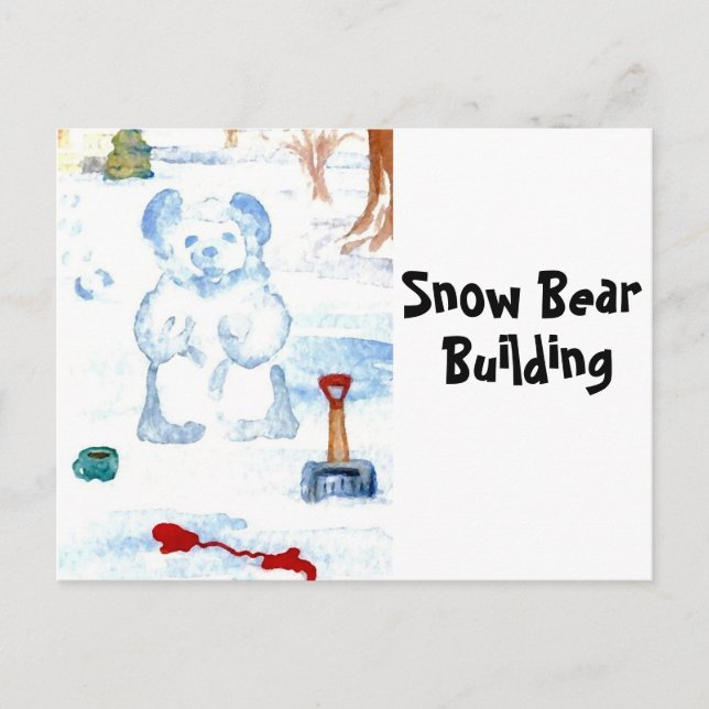 "Snö Bear Byggnad" Designer Postkort 2 Vykort (Framsida)