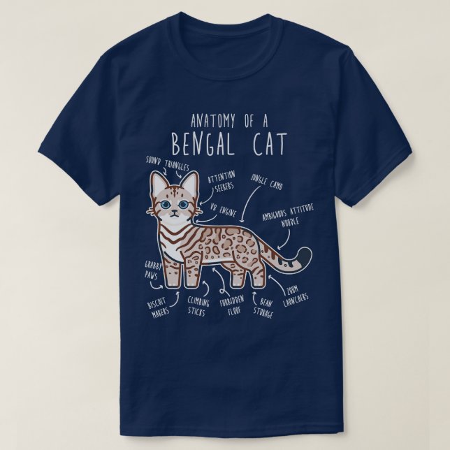 Snö Bengal Cat Seal Lynx Anatomy T Shirt (Design framsida)
