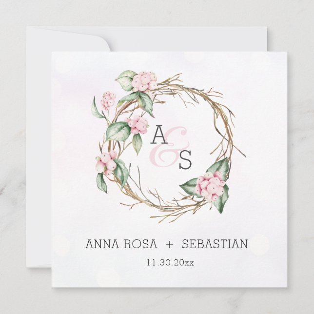 *~* Snö Berry Boho OSA AR12 Winter Wedding Inbjudningar (Framsida)