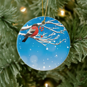 Snö Bird Julgransprydnad Keramik