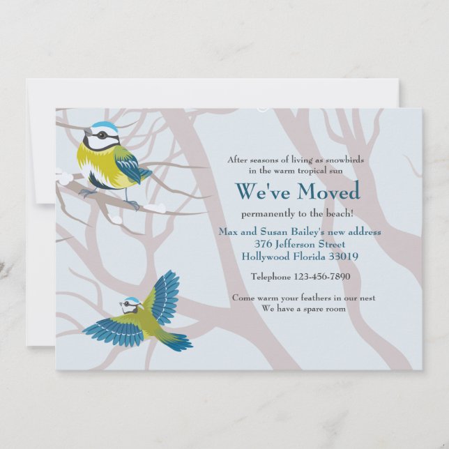 Snö Birds Flytta Announcement Meddelande (Framsida)