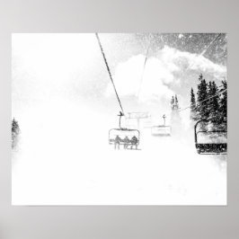 Snö blastade // Skilift i Snöstorm Vind Poster