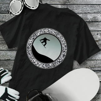 Snö Boarding Pebble Black Round Design Design T Shirt