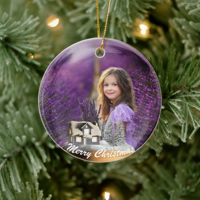 snö boll bild julgransprydnad keramik (Träd)