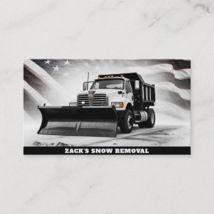 *~* Snö Borttagal Lastbil AP74 US Flagga Black Whi Visitkort