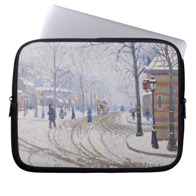 Snö Boulevard de Clichy, Paris, 1886 Laptop Fodral (Framsidan)