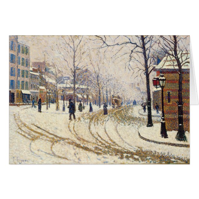 Snö, Boulevard de Clichy, Paris av Paul Signac Hälsningskort (Framsidan Horizontal)