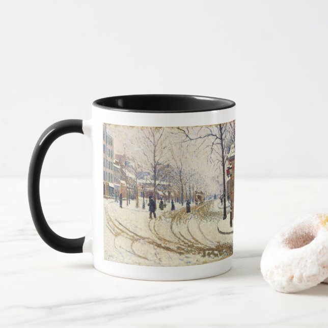 Snö, Boulevard de Clichy, Paris av Paul Signac Mugg (Med munk)