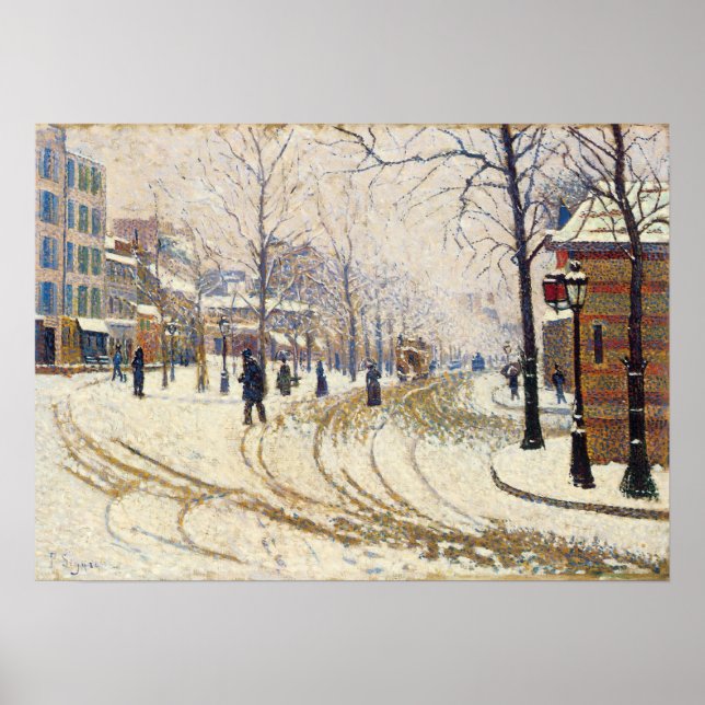 Snö, Boulevard de Clichy, Paris av Paul Signac Poster (Framsidan)
