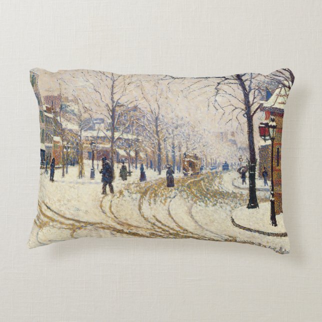 Snö, Boulevard de Clichy, Paris av Paul Signac Prydnadskudde (Baksidan)