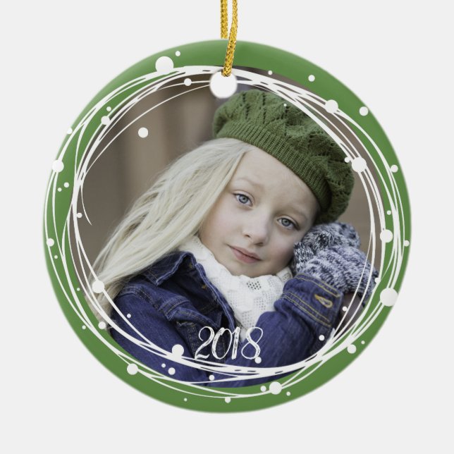 Snö Bubbles-jul-andedräkt Julgransprydnad Keramik (Framsidan)