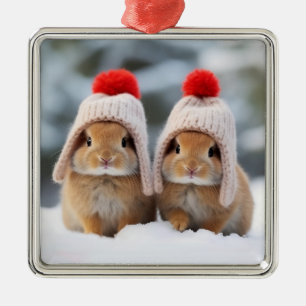 Snö Bunnies julprydnad Julgransprydnad Metall