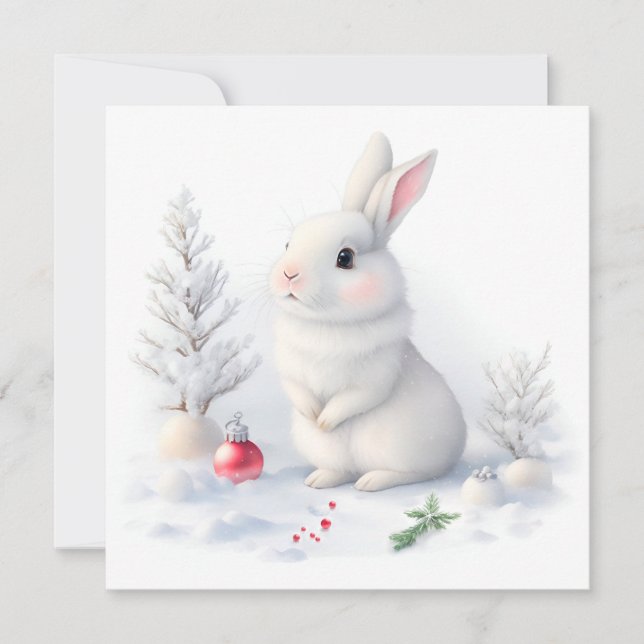 Snö Bunny God jul Card Julkort (Framsida)