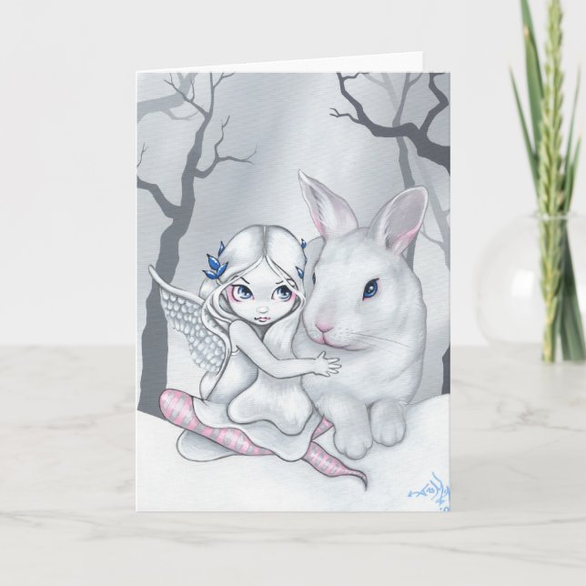 "Snö Bunny"-hälsningskort Helgkort (Framsida)