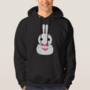 Snö Bunny Snögubbe Rosa Heart SuspectCelery™ Black Hoodie