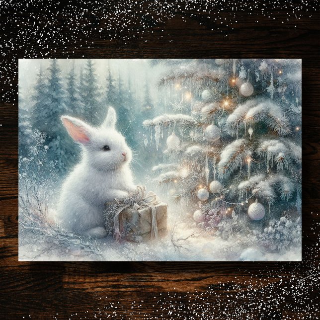 Snö Bunny Winter Forest KJV Bible Verse jul Helgkort (Skapare uppladdad)